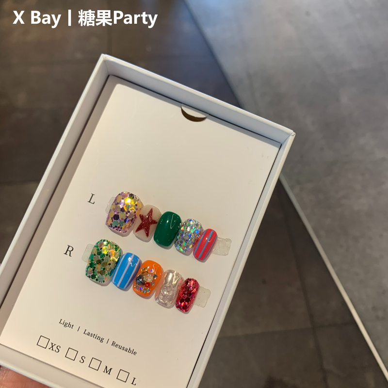 Candy | Same Style as Xbay Store ins Feng Manicure High-End Light Luxury Temperament Short Nails Handmade Wearable Nails Candy | Same Style as Xbay Store ins Feng Manicure High-End Light Luxury Temperament Short Nails Handmade Wearable Nails