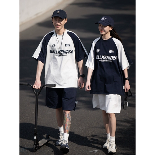 Хлопковая классическая ретро спортивная трендовая футбольная форма подходит для мужчин и женщин, оверсайз, короткий рукав