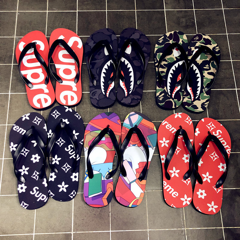 Ins net red trendy brand home non-slip slippers men vacation seaside beach leisure summer couple flip flops women