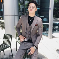 Bộ đồ vest nam thanh niên đẹp trai phù hợp với doanh nhân nhỏ phù hợp với đám cưới Chú rể mặc váy ba mảnh thoi trang nam