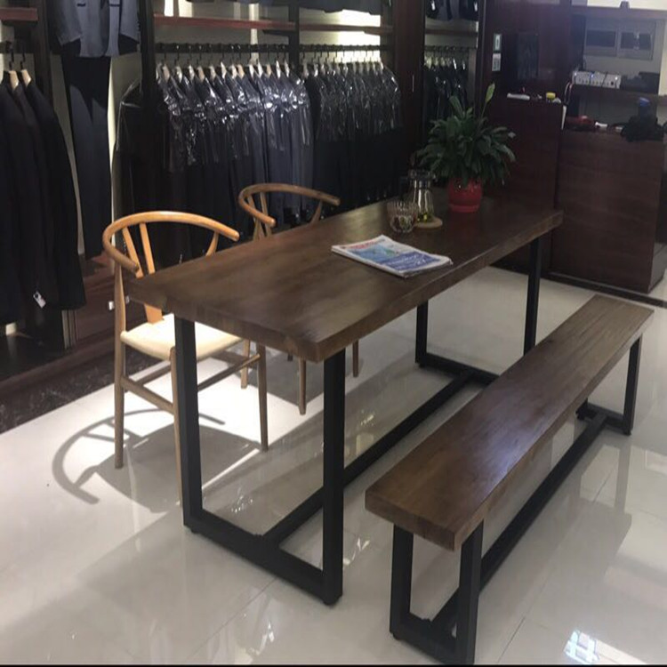 American Retro Solid Wood Table and Chairs Clothing Shop Business Table and Chairs Modern Simple Long Table Negotiable Table and Chairs Set