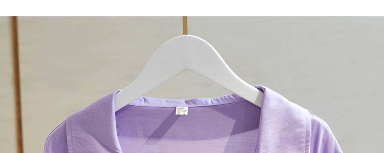 Одежда модная солнца защиты 白衬衫女半袖薄款夏季胖妹妹大码宽松显瘦系带短款上衣简约雪纺衫