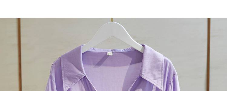 Одежда модная солнца защиты 白衬衫女半袖薄款夏季胖妹妹大码宽松显瘦系带短款上衣简约雪纺衫