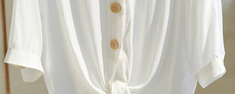 Одежда модная солнца защиты 白衬衫女半袖薄款夏季胖妹妹大码宽松显瘦系带短款上衣简约雪纺衫