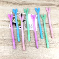 P283 Korea stationery long rabbit ear jelly color medium pen signature pen 0 38mm students writing office supplies