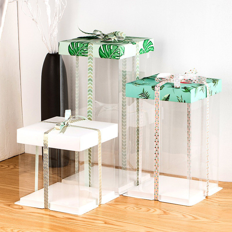 (clear cabin) cake box birthday cake packaging box subtransparent double layer 6 inch 8 inch 10 inch 10 inch disposable