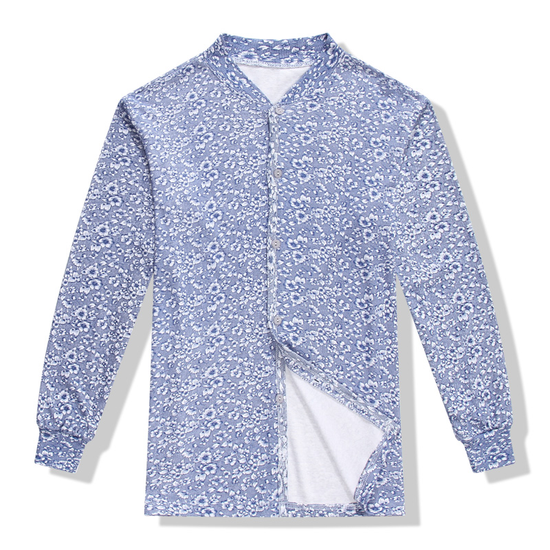Mùa xuân mỏng phần cotton nam và nữ trung niên cổ áo cardigan nút áo dài tay áo đơn mảnh mùa thu áo sơ mi dòng - Áo ấm áo giữ nhiệt big size