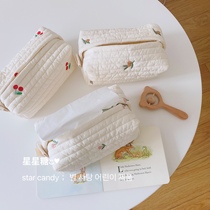 nalinaki Korean series ins pure cotton quilted tissue box cuddly cherry embroidery bedroom desktop containing crammy