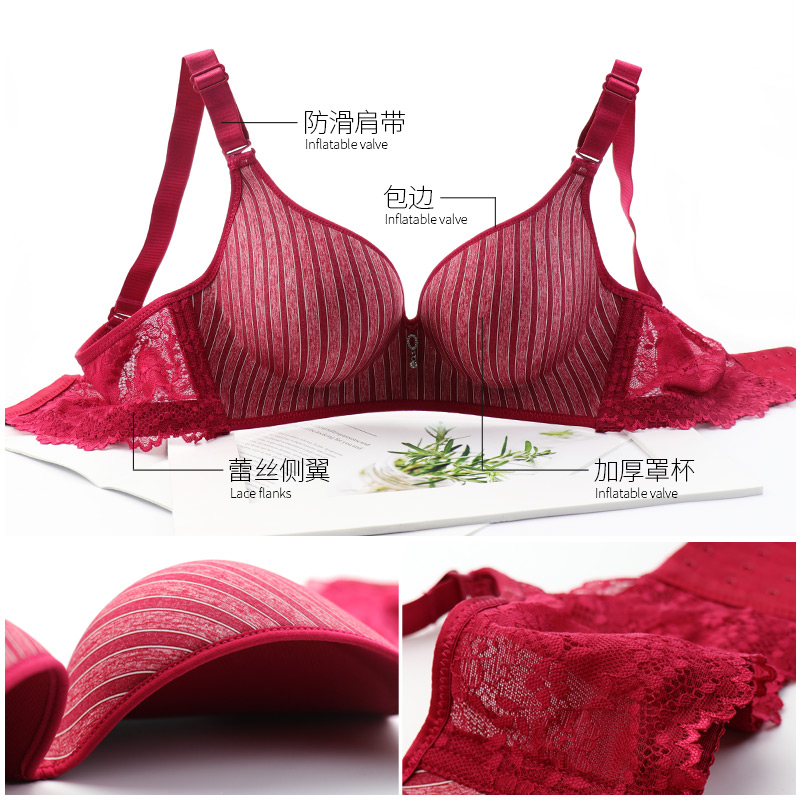 Đồ lót womens thép miễn phí áo ngực siêu nồng ngực nhỏ dày 8cm hiển thị lớn điều chỉnh áo ngực sexy ren đầu