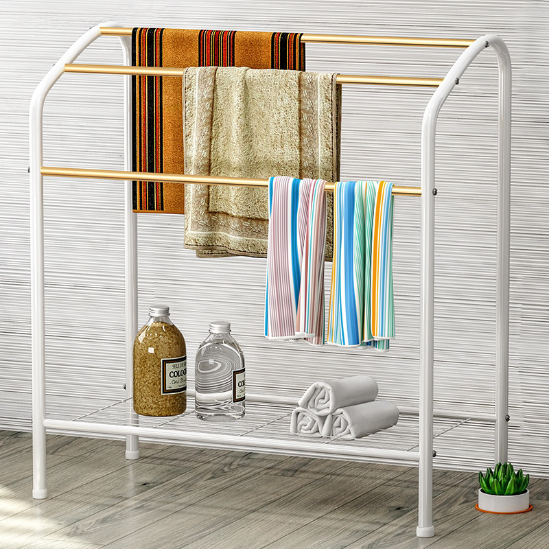 Towel Rack Floor Type Bathroom Shelve Makeup Room Clothes Rack Free to punch toilet bath towels Kitchen Towel Rod