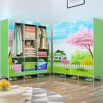 Solno simple wardrobe double common wardrobe Steel pipe thickened reinforced single wardrobe fabric assembly storage cabinet