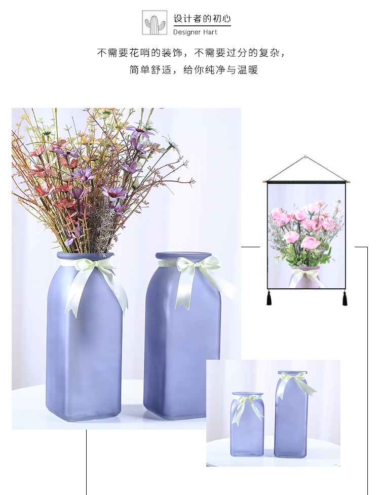 Bình thủy tinh sáng tạo châu Âu vuông màu mờ thủy canh cây bình hoa khô chèn bình trang trí phòng khách - Trang trí nội thất đồ dcor phòng ngủ