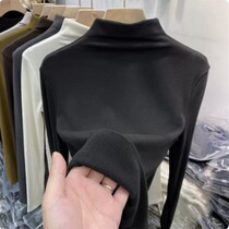 Childrens double-sided German velvet bottoming shirt for autumn and winter medium and large childrens half-turtle collar warm boys long-sleeved T-shirt top clothing