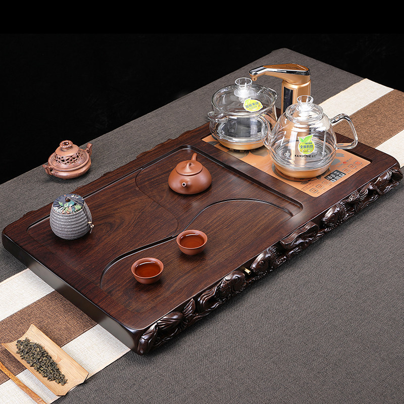 Tea Tray Solid Wood Whole Black Sandalwood Wood With Induction Cooktop Kettle Fully Automatic Integrated Home Superior Large Tea Table Tea Set