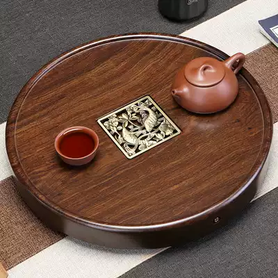 Solid Wood tea tray round home new whole piece ebony tea table small retro kung fu tea set set tea tray