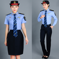 Jinhang summer womens railway work clothes High-speed rail train students school uniform womens short-sleeved professional shirt sky blue