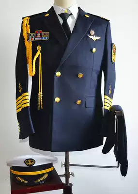 Shan Jinhang autumn and winter men's seamen uniform double-breasted work clothes loose captain sea anchor yacht uniform Tibetan Green