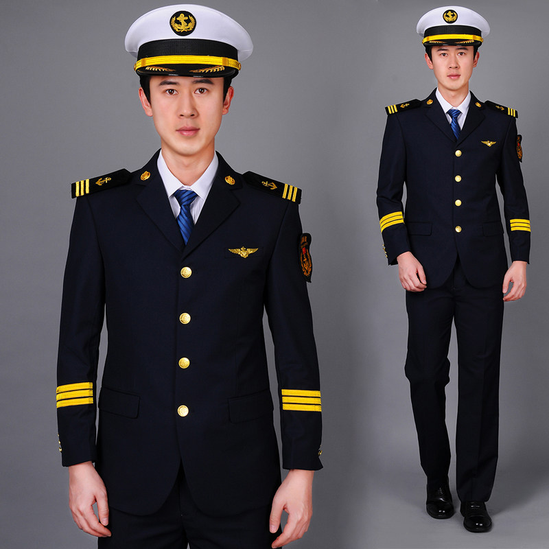 Jin Hang autumn and winter old style male seafarer workwear suit sailor captain party yacht uniform loose large size navy blue
