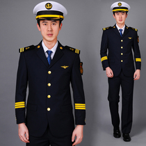 Jinhang autumn and winter old male seafarer workwear suit Sailor captain party yacht uniform loose large size navy blue