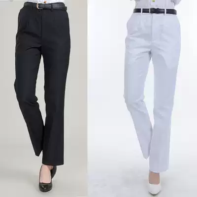 Women's pants spring and summer mid-waist straight trousers suit dress pants large size professional women's work seafarer pants navy blue