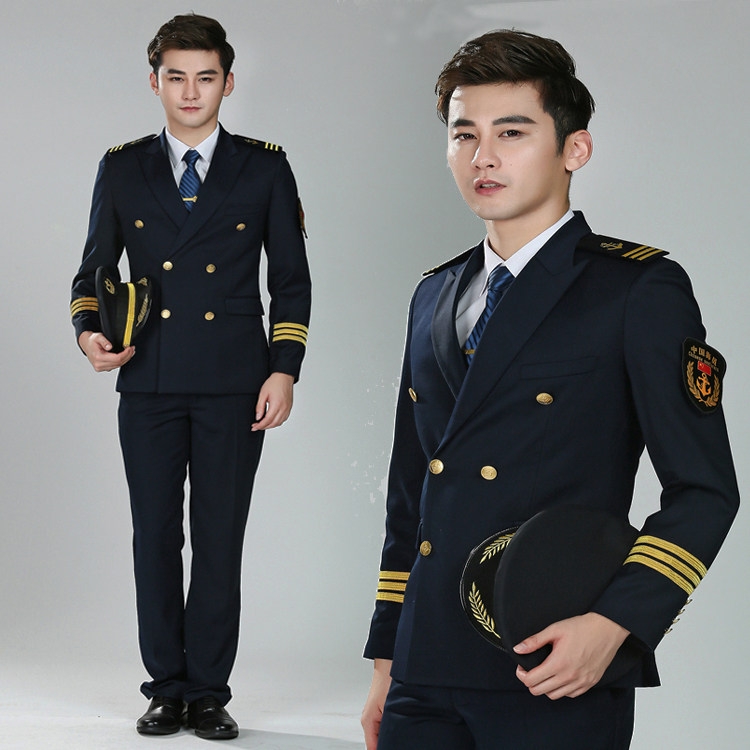 Autumn and winter slim uniform male young seaman Captain sailor double-breasted yacht overalls female student school uniform blue