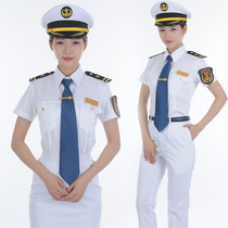  White shirt womens short-sleeved professional work overalls 2020 spring and summer womens student seamen captain shirt college