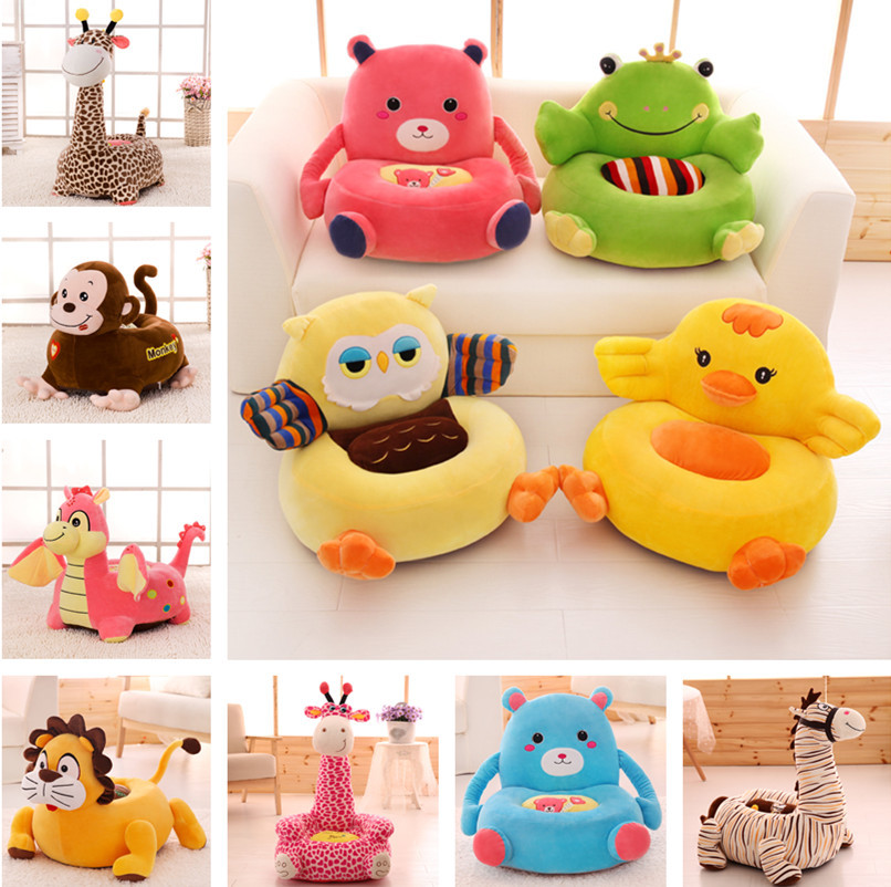 Children's backrest cartoon lazy small sofa chair baby stool plush toy animal dinosaur seat boy and girl gift