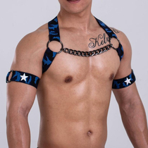 Tide Mens Fashion Chest With Rainbow Alphabet Panties Embellish for Muscle Party Performance