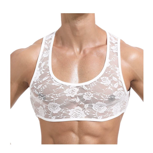 Жилет, высокий эластичный кружевной ростомер, мужской сексуальный короткий бюстгальтер-топ без рукавов, 2020, в обтяжку