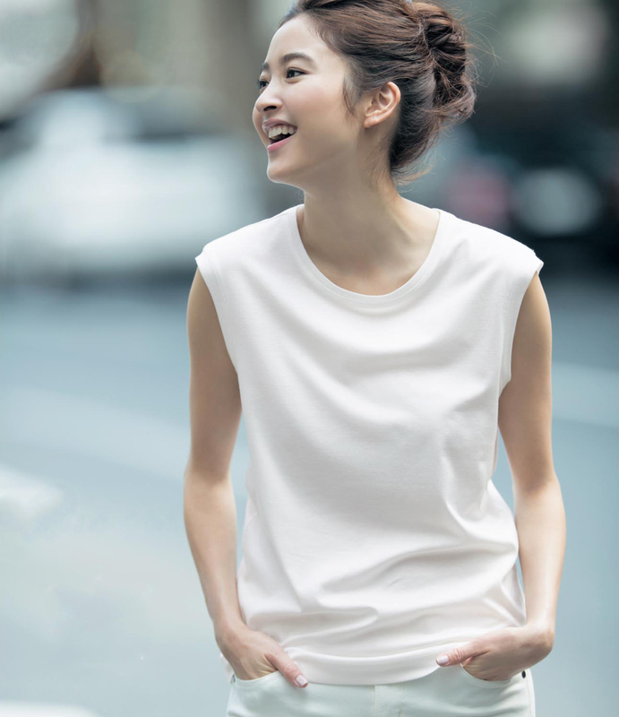 Dubaijie Spring and Summer Classy Mid-Length Loose Round Neck Sleeveless T-Shirt Women's Top 100-Count Mercerized Cotton Vest