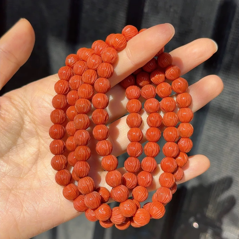 Natural Southern Red Agate Beads 7.8mm, 108 Strands of Passion Fruit Seeds (with Certificate, Consignment Sales, No Returns or Exchanges)