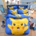Phim hoạt hình dày bốn mảnh ký túc xá sinh viên Pikachu bộ ba mảnh trẻ em mùa đông Mickey KT1.2m ga trải giường - Bộ đồ giường bốn mảnh