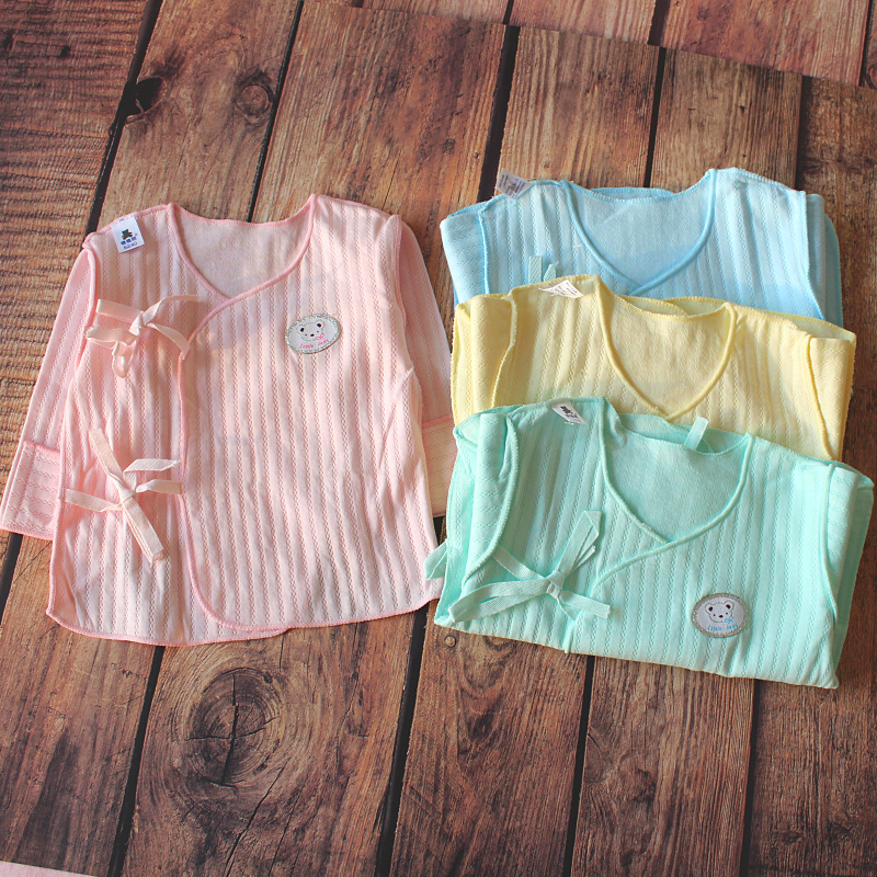 Olsniff Bear Double Sided Jacquard Sweatshirt Blouse Newborn Kimono Blouse Pure Cotton Half Back Clothes Normal Thin 52-59