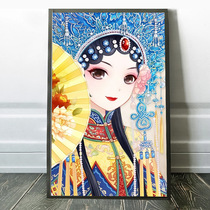 Peking Opera Fudan Cross embroidered 2022 line embroidered 2021 new Beauty figure handmade self-embroidered small living room bedroom