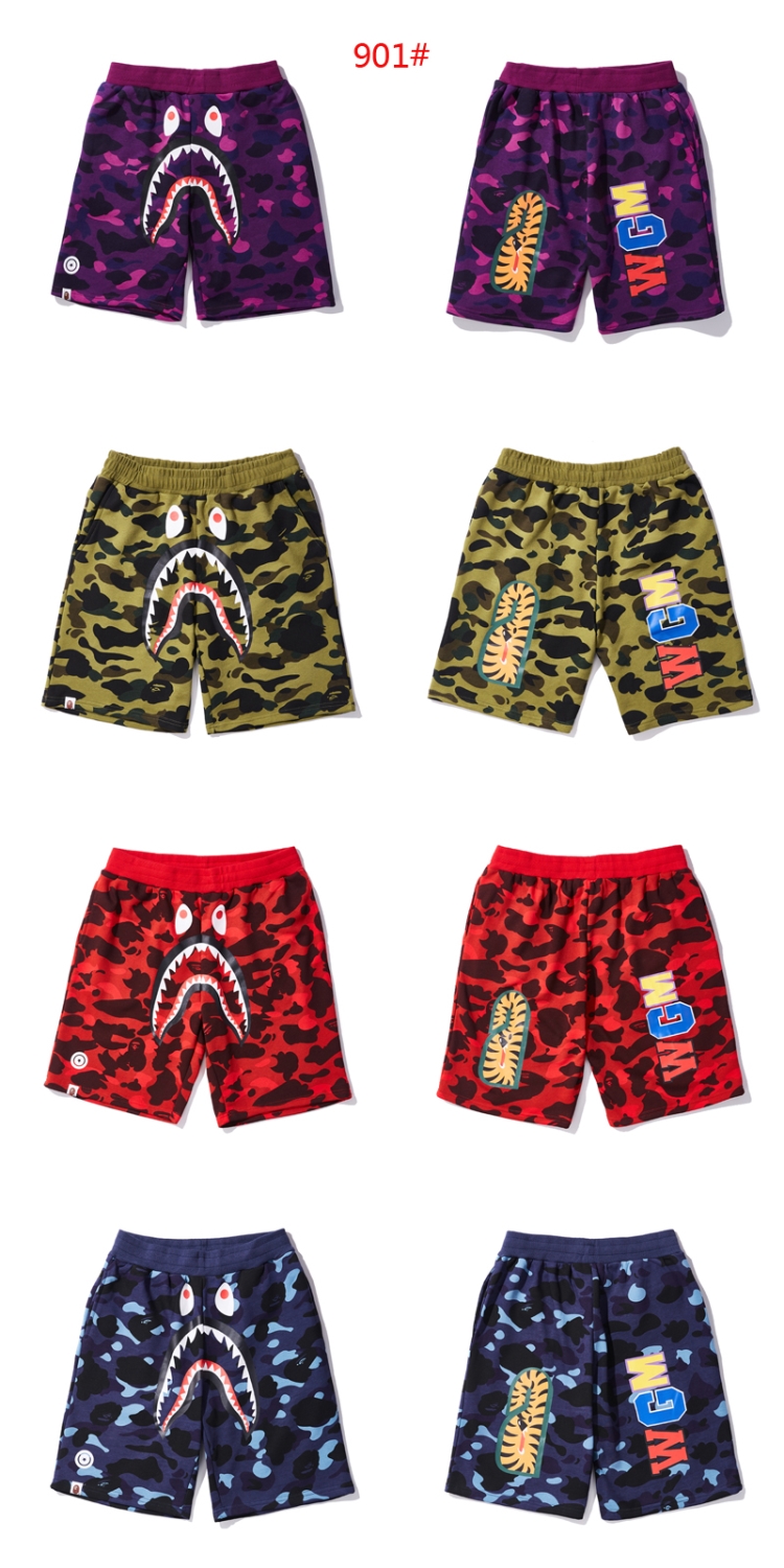 APE Shark Mouth Street Camo Hip to Hop Shorts Couple Loose Terry Unisex Style 5