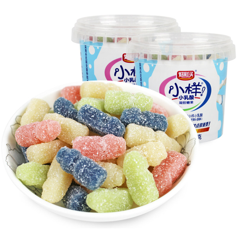 Trial pack lactic acid bacteria soft candy sour q sugar canned children's fruit-flavored gel sweet and sour rubber candy snacks 200g