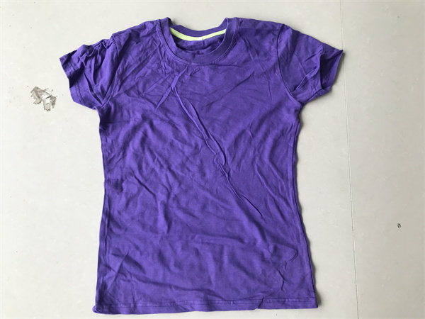 Lady purple cotton single - sided knitting short - sleeve T - shirt summer finished clothing 3 5 - 6 yuan