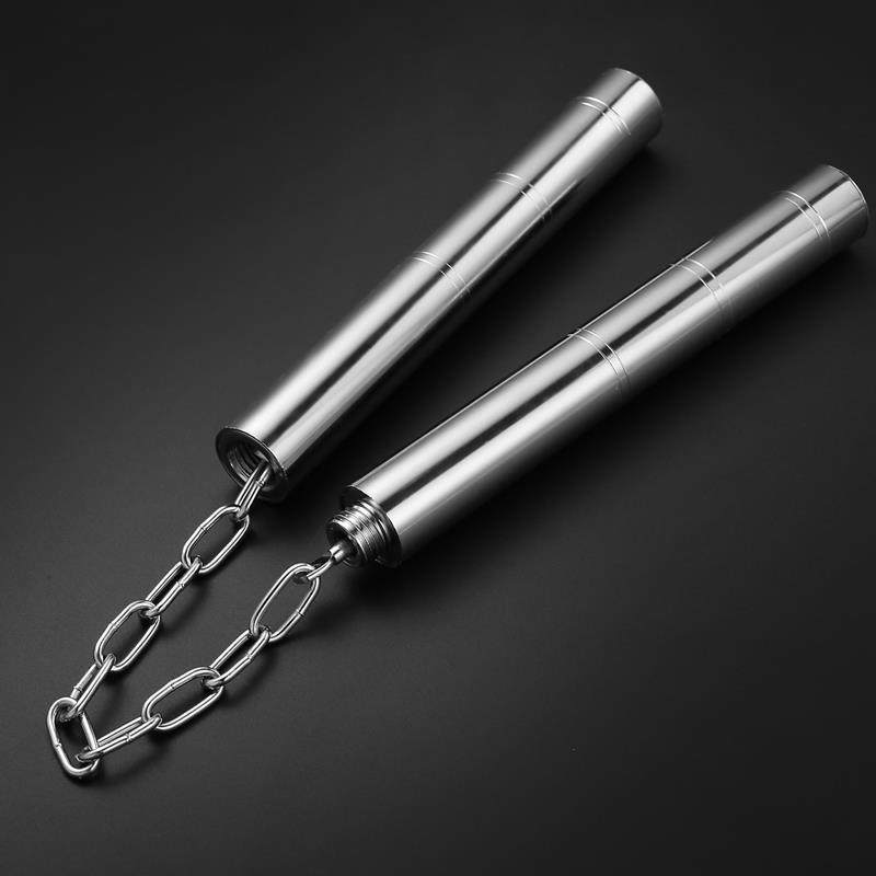 Metal two-in-one nunchaku two-chaku children's short spliced exercise stick performance stick self-defense stick nunchaku