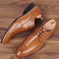 New business formal mens lace-up leather shoes mens leather British pointed toe Korean shoes mens youth trend mens shoes
