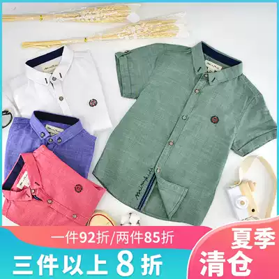 2021 new summer children's shirt children's coat lapel cotton thin baby boys shirt children's dress tide