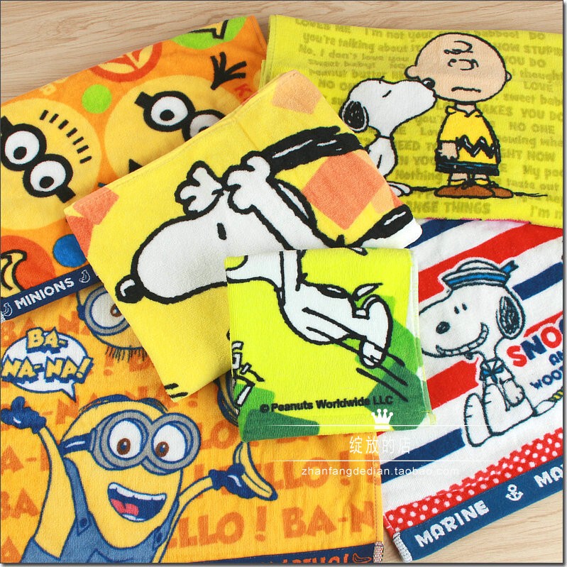 The Shop Owner Recommends a Pure Cotton, Cut Velvet, Printed Snoopy Yellow Cartoon Children's Face Towel The Shop Owner Recommends a Pure Cotton, Cut Velvet, Printed Snoopy Yellow Cartoon Children's Face Towel