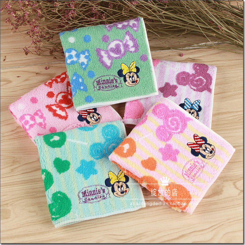 New recommended foreign trade original single surplus cotton embroidery Disney Mickey holding lollipop cartoon small square handkerchief