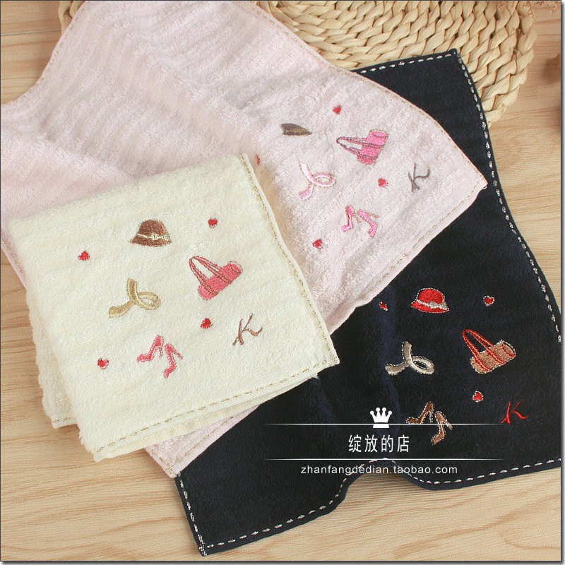 The shopkeeper recommended cotton twistless yarn clouds like a gentle embroidered high heels xiang shui bao Navy small square handkerchief