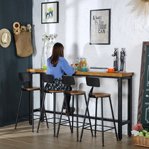 Bar table Simple wall Modern bar table table and chair combination Cafe Solid wood high foot table Milk tea shop window side table