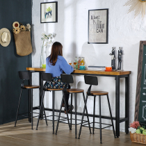 Bar table simple wall modern bar table and chair combination cafe solid wood high table milk tea shop window side table