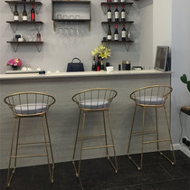 Nordic wrought iron bar chair Golden creative high chair American bar stool chair bar chair bar chair empty modern high stool