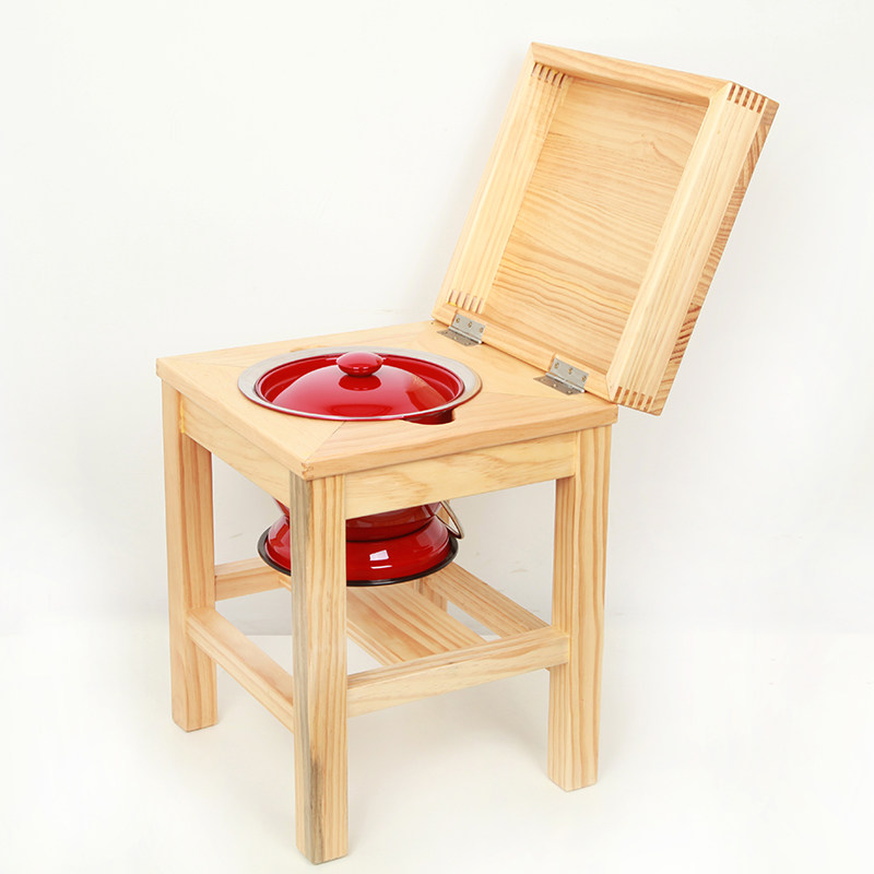 Oak spittoon shelf moon basin Solid wood stool Spittoon enamel plastic toilet for the elderly pregnant woman toilet