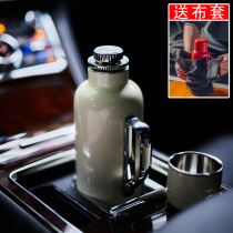 Learn from the ancient heirloom pot 316 stainless steel stewed teapot insulation kettle household temperature display high-end car portable water cup for tea