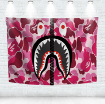 Trend Tide brand BAPE Shark Series hanging cloth hanging flag clothing store shoe store micro-business live background cloth home wall decoration
