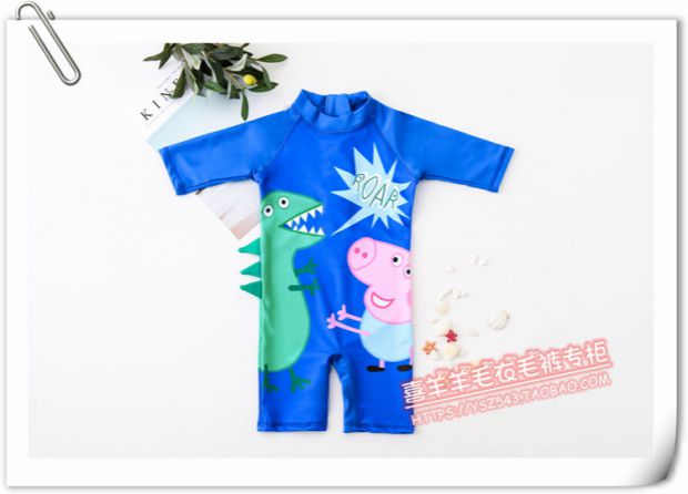 Áo tắm cho trẻ em trai Chàng trai kết hợp Boxer Trung bình dài tay Dễ thương Cartoon Boy Piggy Trang Xã hội Nhân dân Mặt trời Đồ bơi shop quần áo trẻ em đẹp